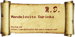 Mendelovits Darinka névjegykártya
